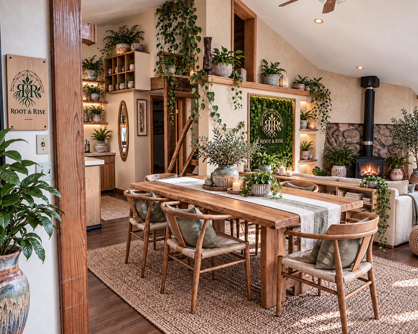 Root & Rise community dining and gathering space