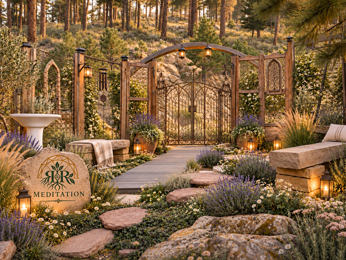 Root & Rise meditation garden and entry gate