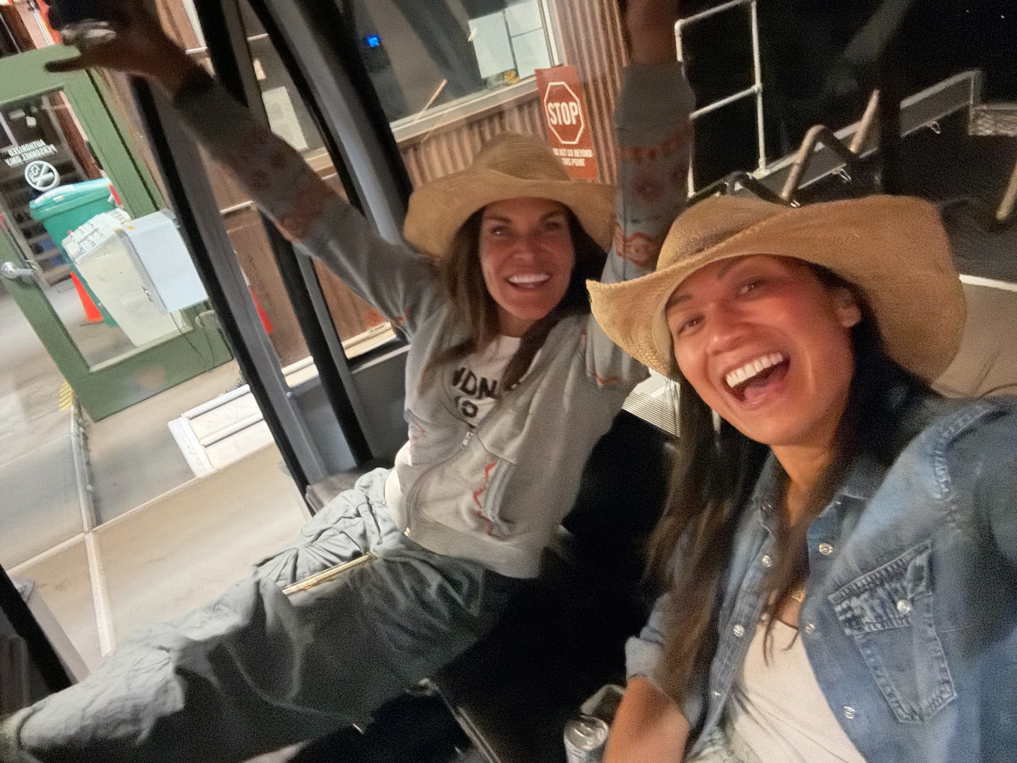 Melissa and Xenia together on a shuttle